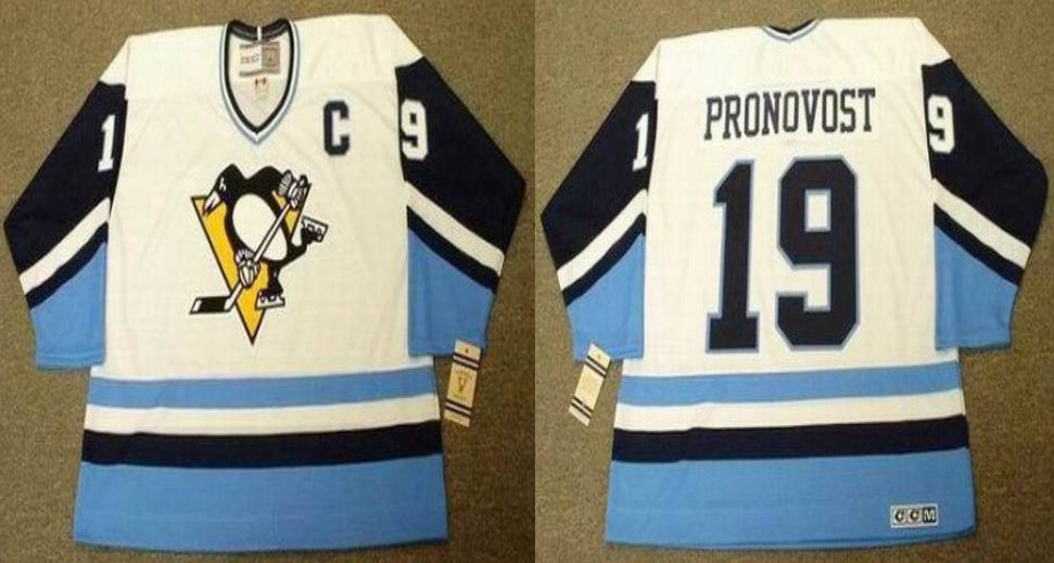 2019 Men Pittsburgh Penguins #19 Pronovost White blue CCM NHL jerseys